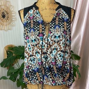 Nicole Miller Sleeveless Wrap Blouse Top Sz XS